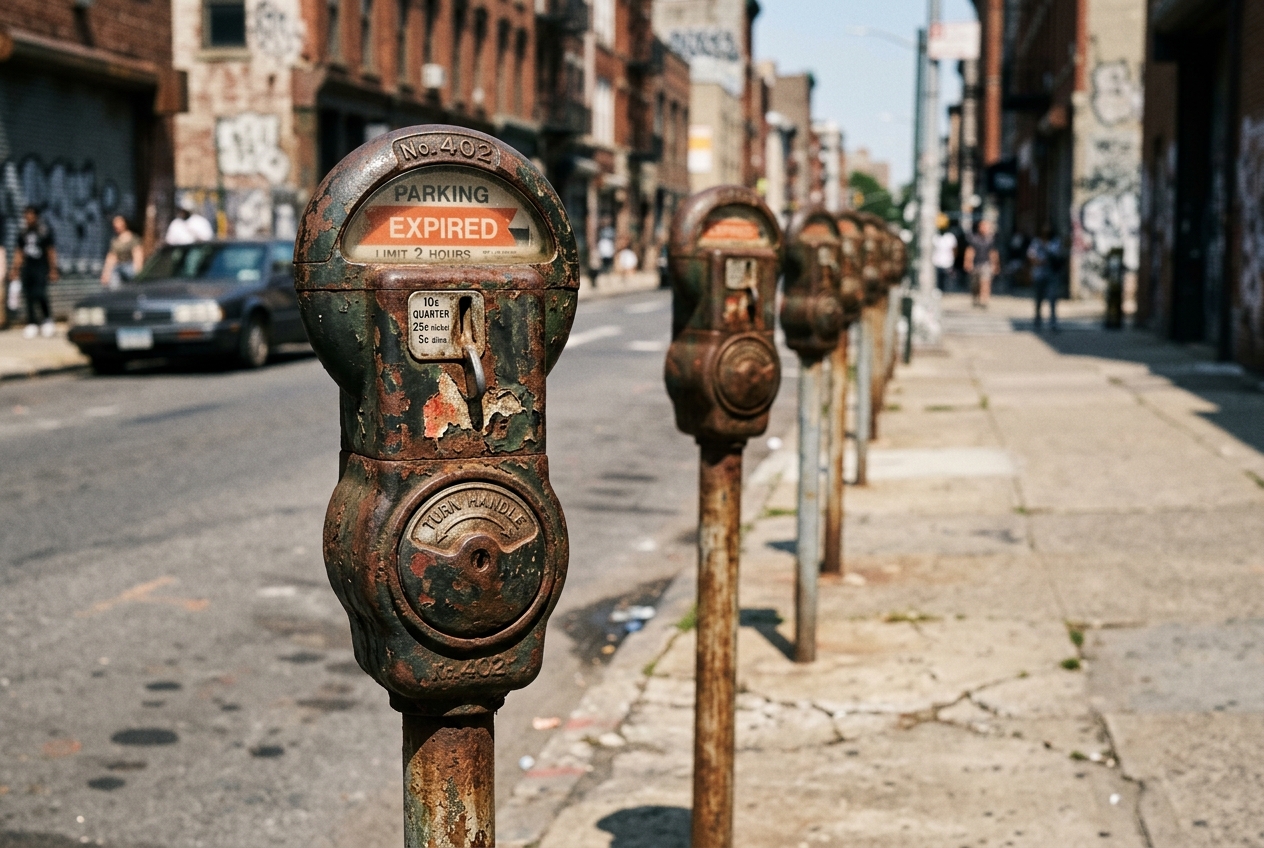 Old parking meters