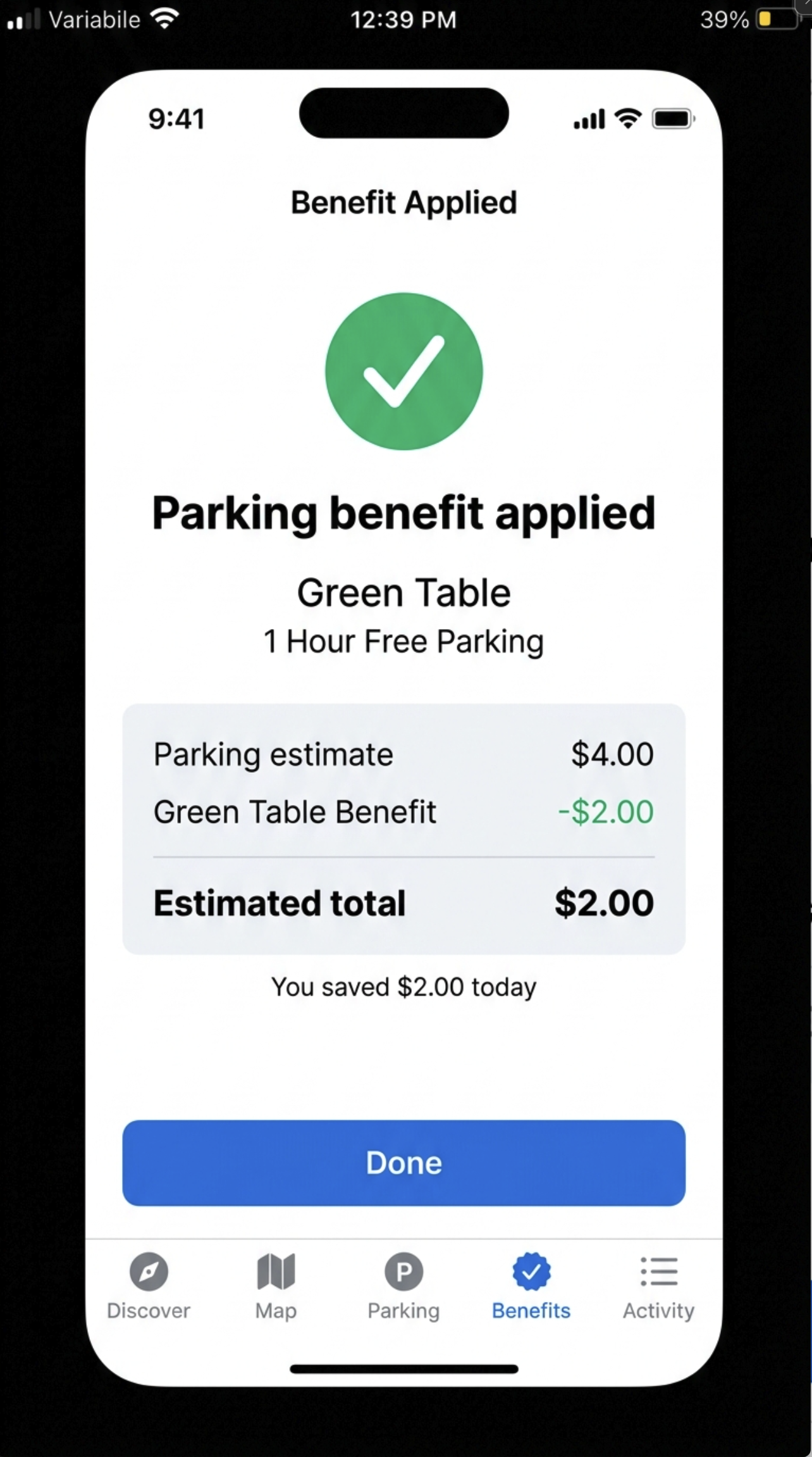 CurbMeter Benefit Applied