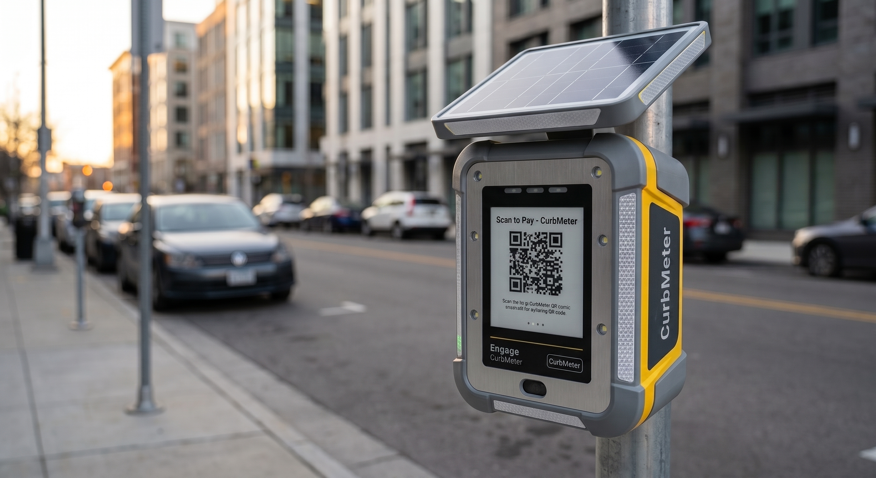 CurbMeterQR Kiosk on city street